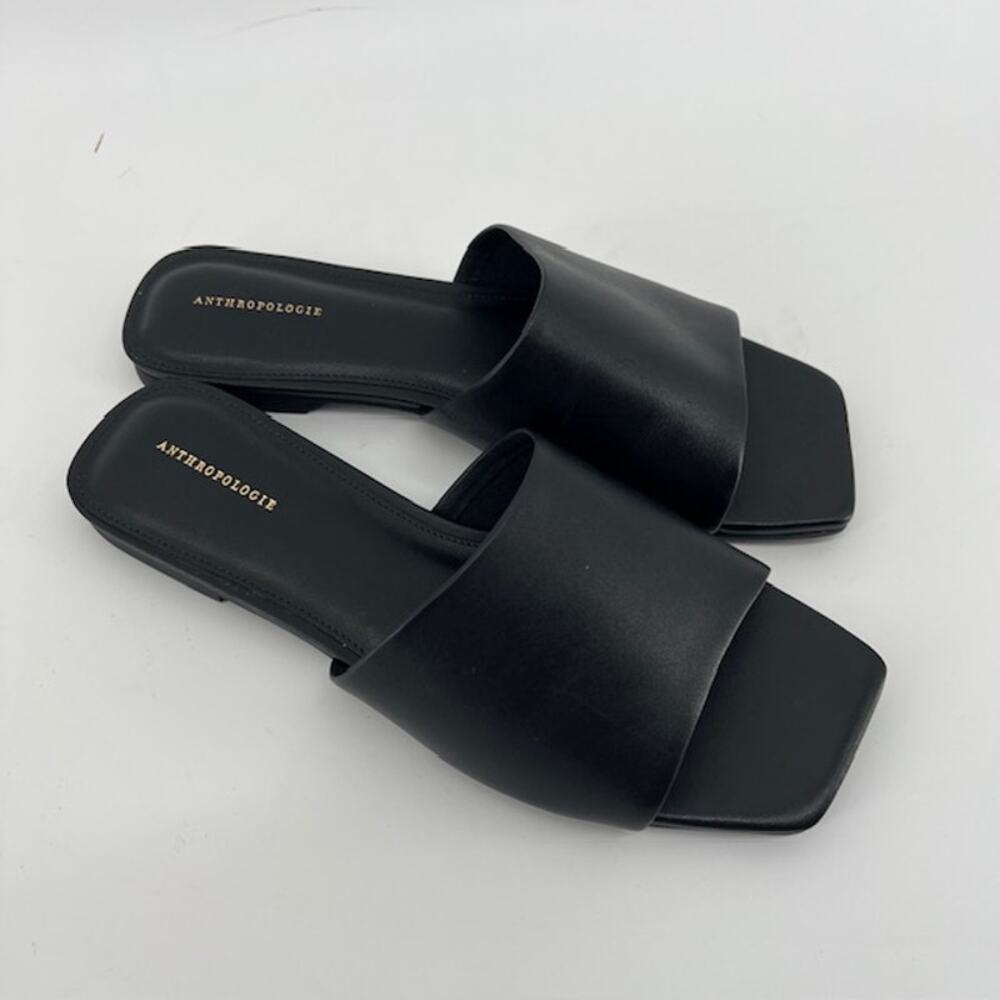 Anthropologie Slide Sandals Womens EU37/US7 Leather Square Toe CapsuleMinimalist